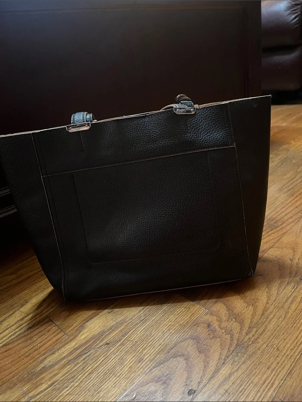 Lauren Ralph Lauren Black Tote Bag with Front Zip Pocket